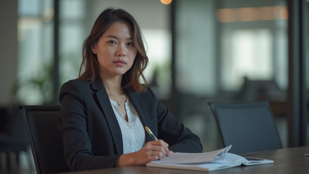 Professional woman taking notes during a meeting, demonstrating active engagement and attentive listening