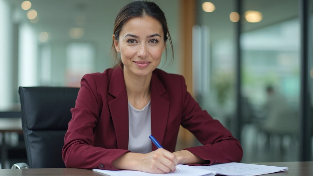 Woman taking notes during business negotiation meeting, displaying active listening and engagement